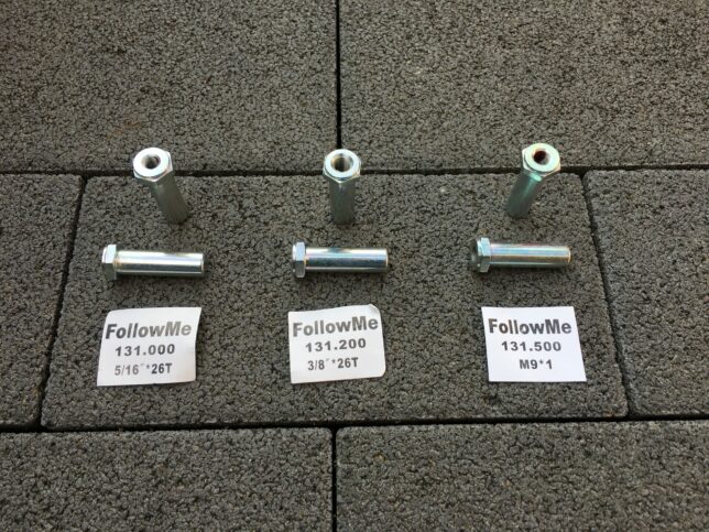 FollowMe Kid's Bike Front Axle Extensions in three different sizes...